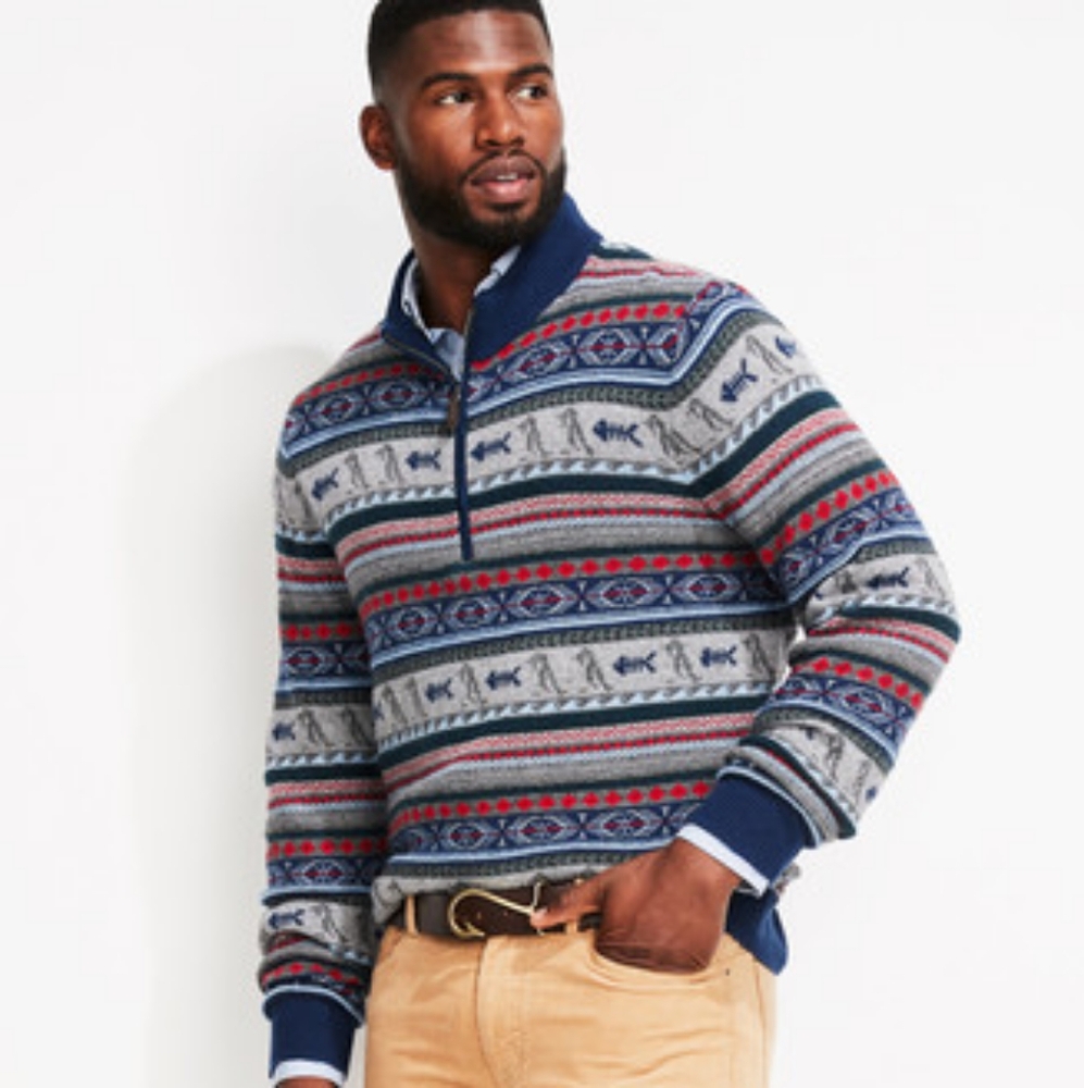 Vineyard Vines Men's V-Neck Sweater - Multicolor Pattern